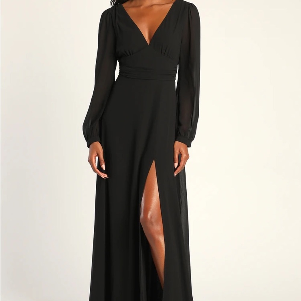 Love You So Black Long Sleeve Maxi Dress